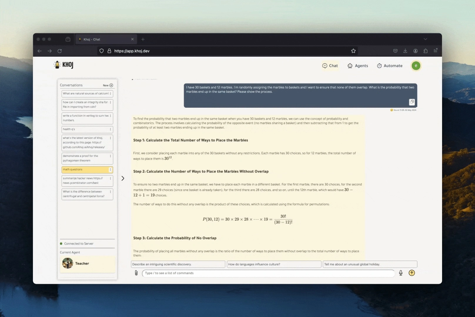 Screenshot of Khoj